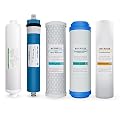 Max Water Replacement Filter Set for Standard 5 Stage Reverse Osmosis Water filter System 50 GPD RO Membrane Filters - 6 Month - 10 inch Standard Size Water Filters Sediment, GAC, CTO, RO Membrane
