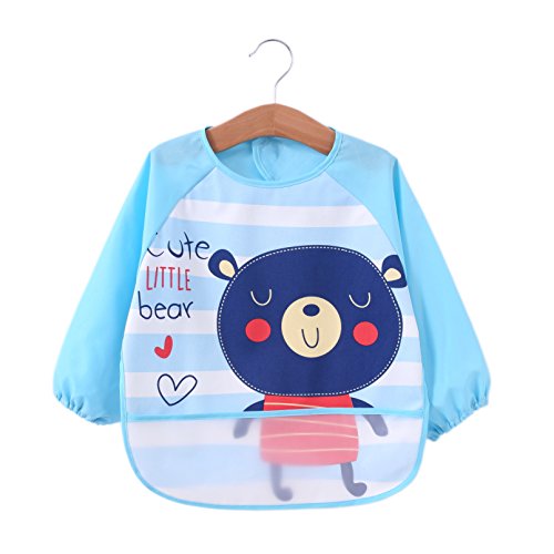 babylaza Babero de manga larga arte delantal de manga impermeable con mangas babero, unisex bebé, 6 Meses