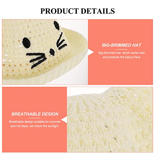 FRCOLOR Kids Folding Woven Bucket Hat Adjustable 48-52CM Lightweight Sun Hat for Boys and Girls for Summer Beach and Outdoor Activities Beige2