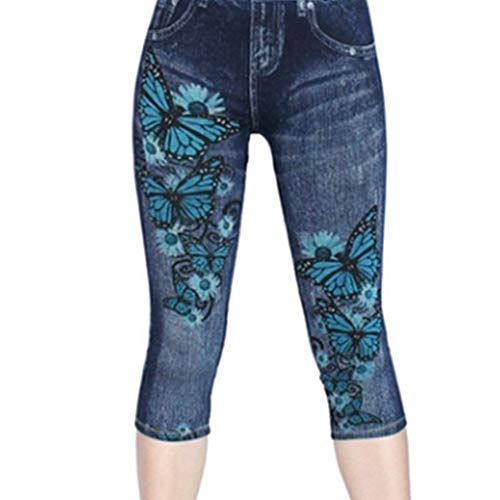 Women High Waisted Capris Trousers Fashion Denim Look Skinny Stretchy Leggings Plus Size Tummy Control Slimming Y2K Pants3