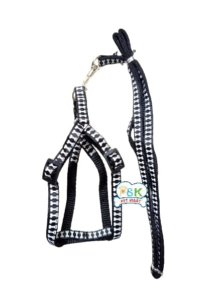 PSK PET MART 10 Mm Dog Nylon Bone Print Harness Belt With Leash For Cats, Kitten & Puppy (Pack Of 1) - Medium (B0BK47X6DC) Amazon Price History, Amazon Price Tracker