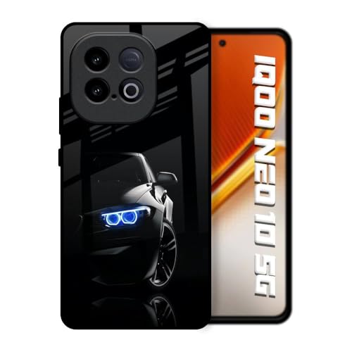 Image of Printed Tempered Glass Back Case Cover Compatible with iQOO Neo 10 5G - Car in Dark Real Real Glass case