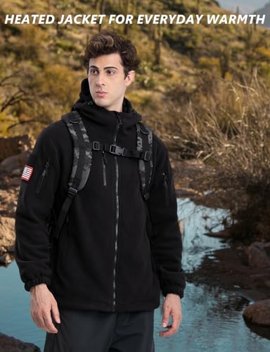 Zorvix Heated Jacket: 6-Zone Fleece Hoodie with 16,000mAh Battery for Men