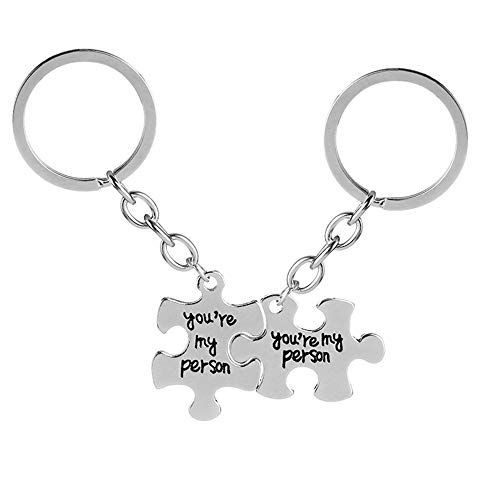 DXIA 2pcs Porte-clés Couples, Puzzles Porte-clés en Acier Inoxydabl, Puzzle Séparable Amour Amitié Cadeau Bijoux pour Anniversaire Saint-Valentin Anniversaire Mariage Cover