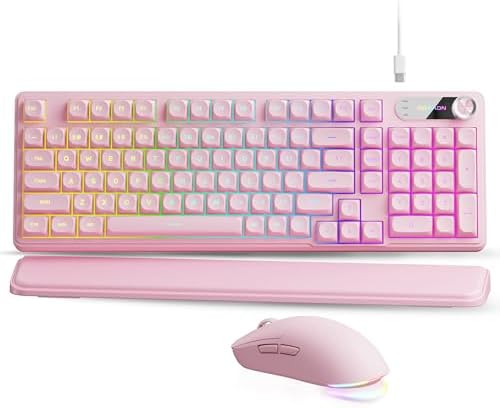 C98 Combo de teclado e mouse com fio, teclados de computador ergo...