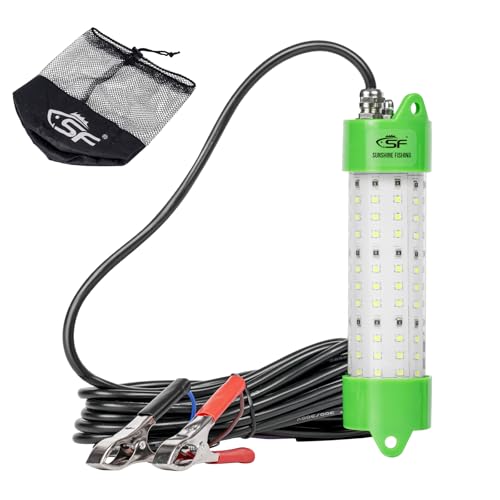 SF DC 12V LED Underwater Fishing Light 45W 70W 100W Fish Attracting Light 5600 7000 13000lm Green Fishing Light Submersible for Dock and Boats IP68 Wa