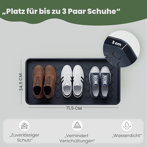 GARDENIX 3er Set Schuhablage Schuhabtropfschale Für Regen, Herbst & Winter -71,5 x 34,5 x 3 cm Schuhmatte Abtropfmatte, Schuh Abtropfschalen, Pflanzschale - Kunststoff Lösung Für Schmutzige Schuhe
