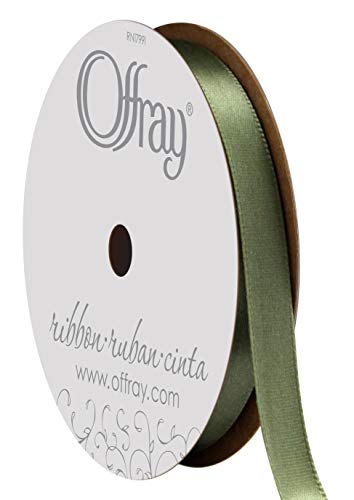Image of Berwick Offray 262832 3 /8 inch Wide Single Face Satin Ribbon, Moss Green, 6 Yds