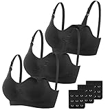BTONGE 3Pcs Damen Still BH Nahtlos Schwangerschafts BH Ohne Bügel Umstands BH Komfort mit zusätzlichen BH-Verlängerungen für Schwangere Stillen Schlaf