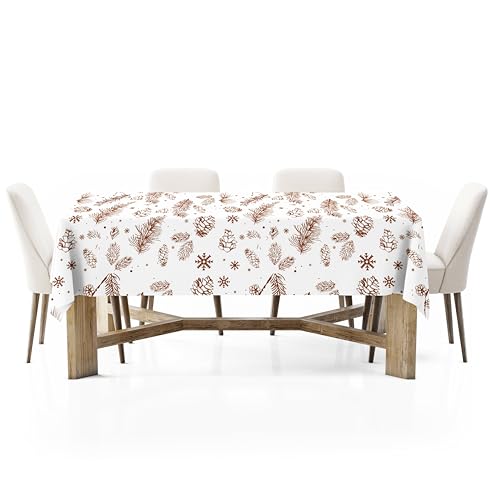 Image of 100% Cotton Printed Tablecloth for 4-6 Seater Dining Table for Home, Garden, Hotel and Restaurant, Pack of 1 Piece (Brown, 140x140 cm)