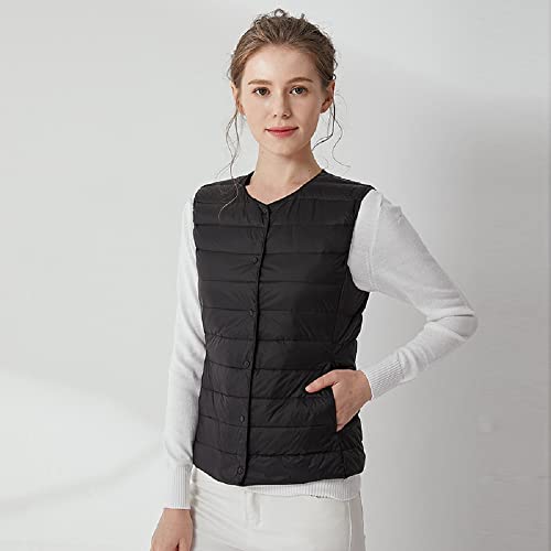 Women's Lightweight Down Vest Crewneck Button Down Packable Puffer Vest Ultra Light Slim Fit Sleeveless Waistcoat3