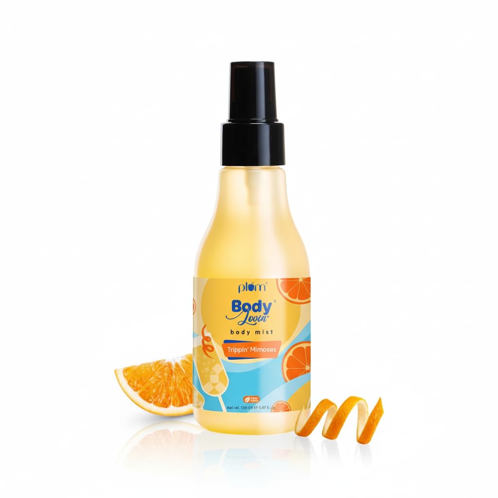 Plum BodyLovin' Trippin' Mimosas Body Mist | Citrusy Fragrance Spray for Women | 100% Vegan | Paraben & Phthlate Free, 150 ML