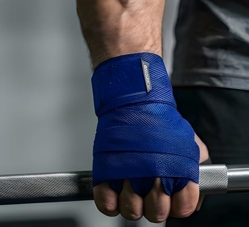 Image of Blue Gym Hand Wrap Gloves for Workout and Weight Lifting, 5 Feet Long, 2 Inches Wide, 1 Pair (Blue)