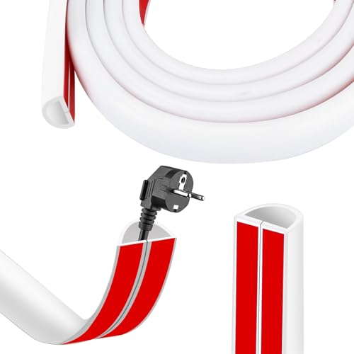 Cbierta Fexible para Cables, 2M Canales de Cable Semicirculares, 29 * 14mm Tapa Cables Pared, Canaleta Cables Pared Adhesivo, Blanco Esconder Cables Pared