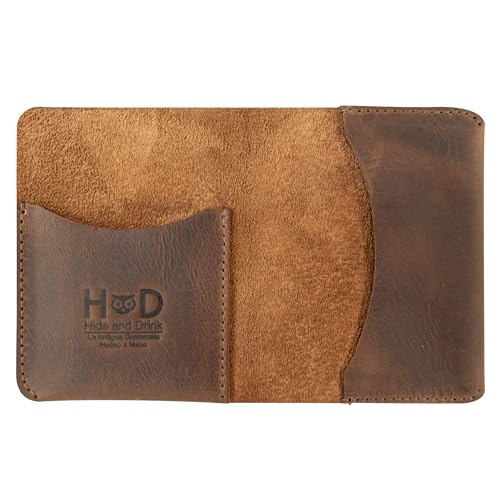 Hide & Drink, Leather Bifold Card Holder, Holds Up to 6 Cards/Organizer/Case/Wallet, Handmade Includes 101 Year Warranty :: Bourbon Brown