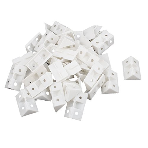uxcell Furniture Assembly Corner Brace Angle Plastic Bracket White 31Pcs