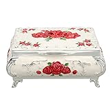 【Dulce regalo】 Este joyero es un regalo exquisito para sus seres queridos o amigos para cumpleaños, aniversario, Día de la Madre, Día de San Valentín, Navidad, centros de mesa de bodas, coleccionista retro, ocasiones especiales, también un joyero perfecto para poner sus joyas preciosas Versatilidad .