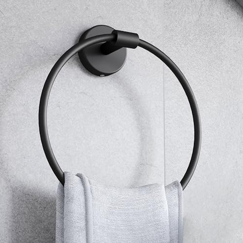 Image of Plantex Towel Ring for Bathroom /Stainless Steel Towel Holder /Round Napkin Ring /Towel Stand for Bathroom /Bathroom Accessories - Pack of 1 (Black)