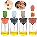 Juego de 4 botellas dispensadoras de aceite de oliva de vidrio con cepillo de silicona 2 en 1 para cocina, freír, hornear, barbacoa, panqueques (4, 4 colores)