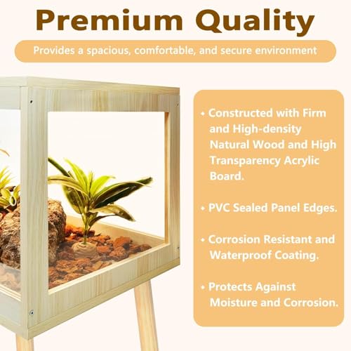 Tanque de dragão barbudo com pernas de até 190 litros, habitat de tartaruga com parte superior de ma