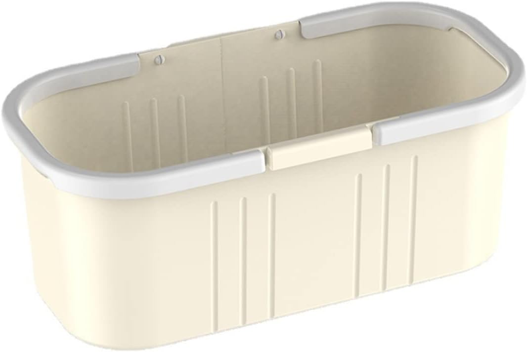 Long Plastic Rectangular Handy Baskets/Mop Buckets (Noncollapsible Buckets 03 - Ivory)
