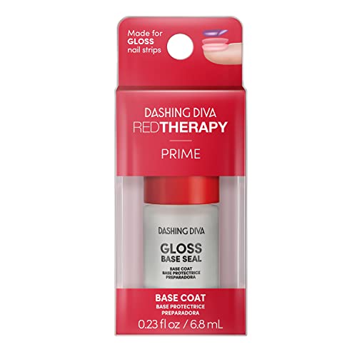 Dashing Diva Red Therapy Gloss Base Seal - Protective Base Coat for Gel Nail Strips - Hydrates, Nourishes, Protects Natural Nail - 0.23 Fl Oz