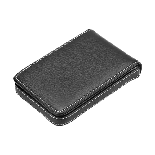 GSHLLO PU Leather Business Card Holder Vertical Credit Card Case Name Card Organizer Wallet Vintage ID Card Pocket with Magnetic Shut Black