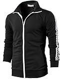 H2H Mens Slim Fit Zip-up Long Sleeves Track Jacket Black US M/Asia L (CMOJA0103)