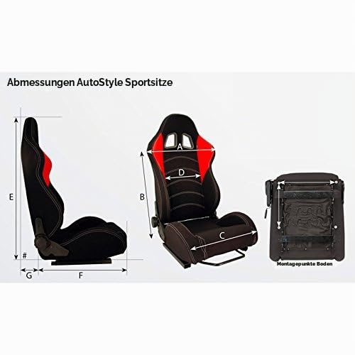 AUTO-STYLE Sportsitze 'Classic' - Schwarz Kunstleder - Feste Rückenlehne - inkl. Laufschienen