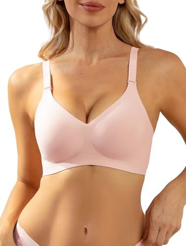 Image of Women V Neck Wireless Bra Full Coverage Comfort Jelly Strip Bras Supportive Seamless Bralette