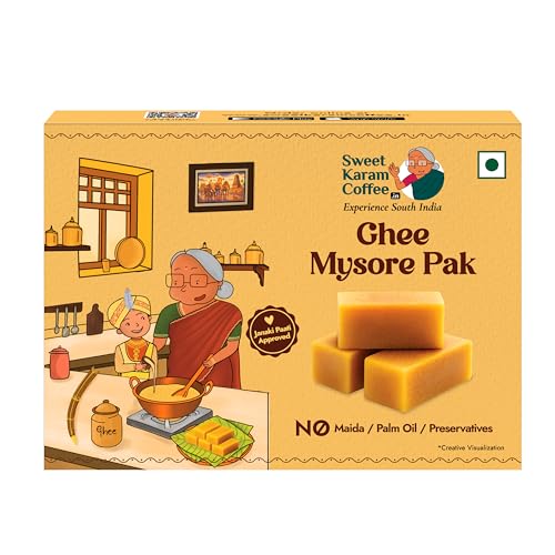 Image of Sweet Karam Coffee Ghee Mysore Pak - 100g | No Maida or Preservatives | Traditional South Indian Sweet | Soft & Rich Melt-in-the-Mouth Texture | Authentic Homemade Recipe | Perfect Festive treat