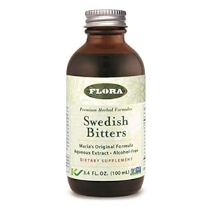 Flora – Swedish Bitters for Digestion, Alcohol-Free Bitters Help Bloating & Digestion, Maria’s Original Formula Aqueous Extract, Vegan, Kosher, Non GMO, 3.4-fl. oz. Glass Bottle