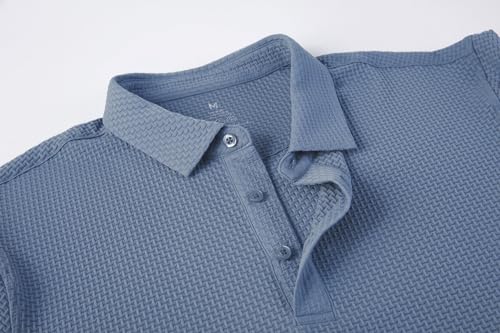 Alex Vando Mens Bubble Jacquard Polo Shirt Super Stretch Short Sleeve Polo Shirts for Men