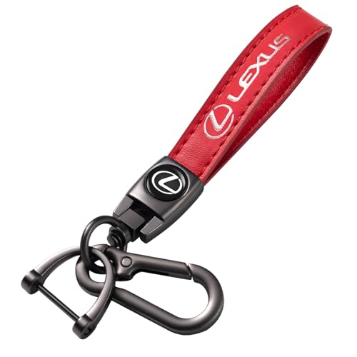 Image of Leather Car Keychain Key Ring for Men and Woean, Key Fob Car Accessories Family Present(red)