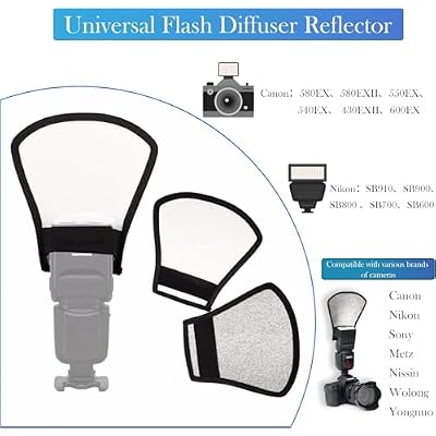 waka Flash Diffuser Reflector Kit - Bend Bounce Flash Diffuser+ Silver/White Reflector for Speedlight, Universal Mount for Canon, Nikon, etc.