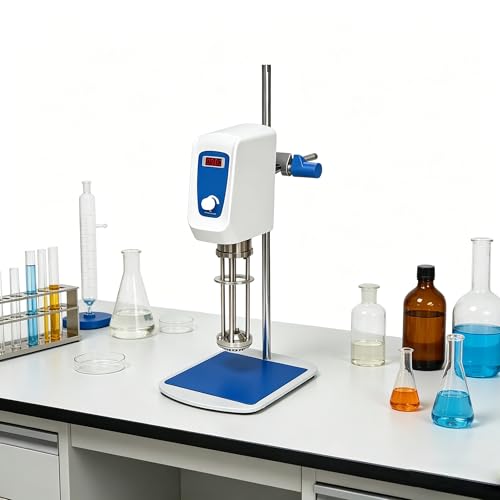 Compact Benchtop High Shear Homogenizer, Laboratory Emulsifier Dispersing Mixer Machine, Variable Speed Homogenizer for Fluid Mixing, Emulsification and Fine Dispersion(Blue)