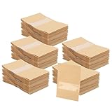 SHEUTSAN 200 Pack 4 x 6 Inch Kraft Zip Lock Pouch with Window, Brown Stand Up Pouches Bags, Resealable Bag for Dry Food, Snack