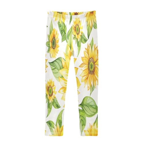 Bolaz Toddler Girls Leggings Printed Yoga Pants Leggings Green Leaves Sunflower for Kids