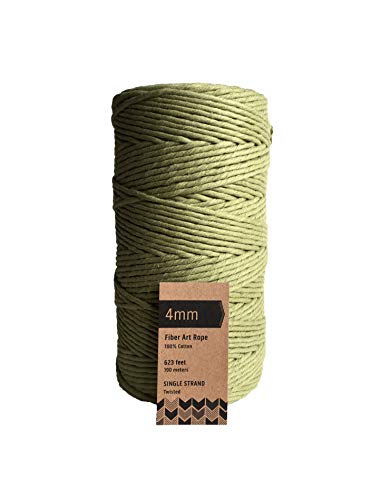 Sage Green Macrame Cord / 4mm Single Strand Cotton Fiber Art Rope/Avocado