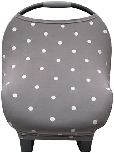 Nursing Breastfeeding Cover and Baby Car Seat Cover Canopy Multi-Use 5 in 1 "Polka" Grey and White Gift by Stormbaby.