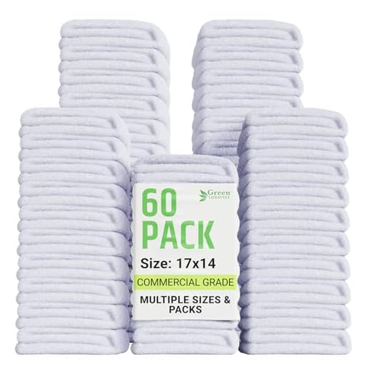 GREEN LIFESTYLE Terry Towels, White Rags, Bar Towels 100% Cotton Absorbent and Durable, Multipurpose Cleaning Rags, Cotton Cleaning Rags, Kitchen Rags, Reusable Shop Rags (14”x17”, Pack of 60)