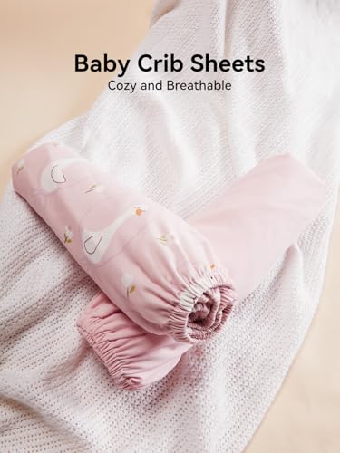 Image of TILLYOU Baby Crib Sheets for Boys Girls, Super Soft Toddler Bed Sheets, 2 Pack Sheets for Standard Crib Mattress 28x52in, Swan