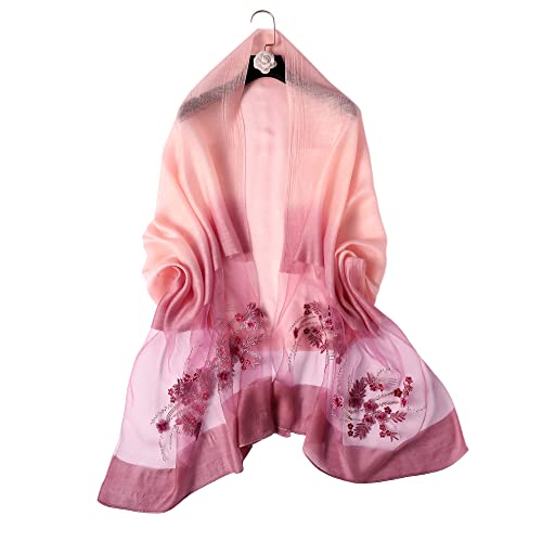 Wincess.yu Silk Scarf For Women Lightweight Shawls And Wraps For Weddings Fashion Pashmina Shawl Embroidered Scarves (Pink) #TOP1