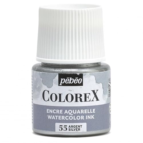 Pébéo - Colorex Tinte, 45 ml, silberfarben – Colorex Tinte Aquarell Pebeo – silberfarbene Tinte, samtig, für alle Untergründe – 45 ml – Silber