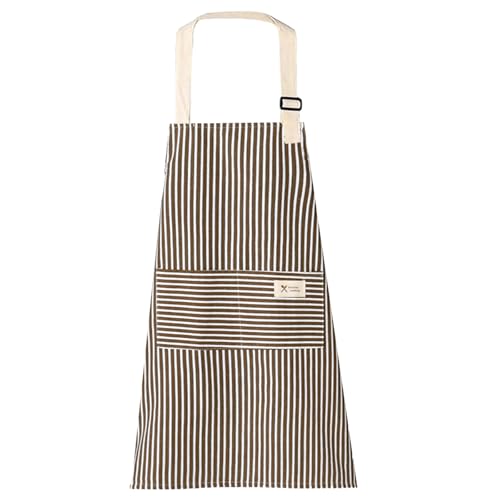 Bailinks Delantal de Cocina de Algodón, 1 Pieza, con Bolsillos, Ajustable, para Hornear, Cocinar, Jardinería, Uso Doméstico, Ideal para Mujeres y Hombres (Café)