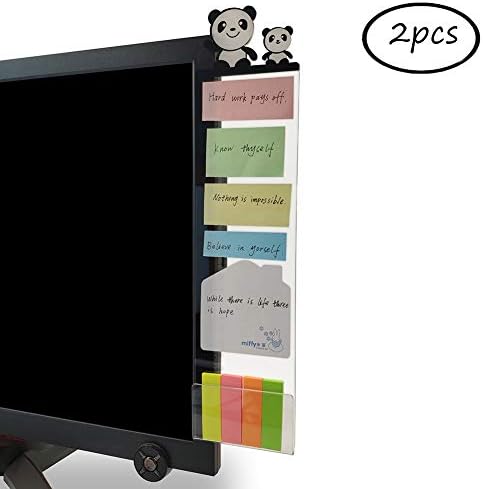 MINSA Fashion Multifunction Utility Acrylic Transparent Computer Monitors Side Panel/Memo Pads/Message Boards/Sticky Boards for Computer Screen, 1 Set (Left & Right) (Owl)