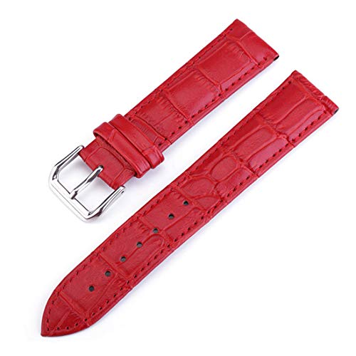 10/12/13/14/15/16/17/18/19/20/22/24mm Men ardillon Bracelet Montre Femme Bracelets de Remplacement Souple Bracelet en Cuir, Rouge 10mm Cover
