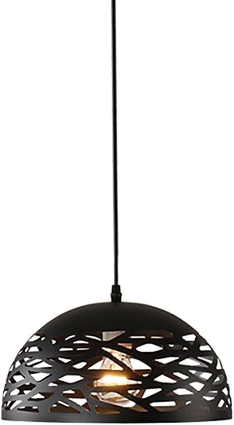 JNPGVTCD Lámpara Colgante de Metal Estilo Industrial Retro con Forma de cúpula semicircular Negra Creativa para cafetería, salón de té, Restaurante, Comedor, Bar, decoración, mostr