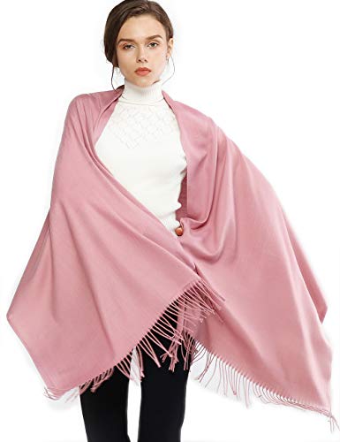 Cashmere Winter Warm Scarf Pashmina Shawl Wrap for Women and Men Rubber Pink Long Large Soft Scarves