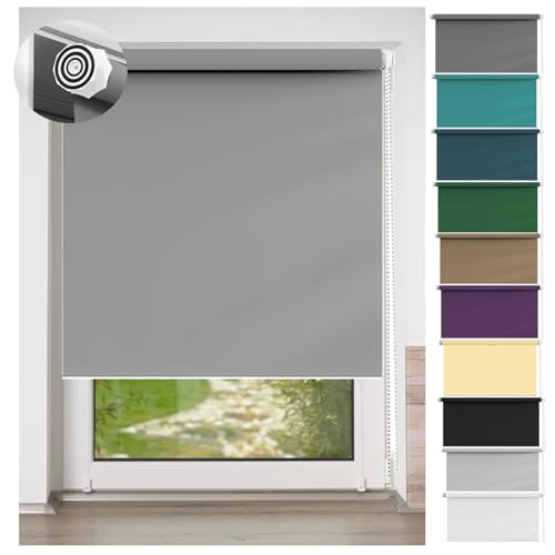 Window Shades 60 x 100 cm Privacy Protection Easy to Install, Curtains Light Filtering Easy Fit Fittings Included for Any Window, Loft, Light Grey